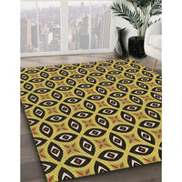 Patterned Golden Brown Yellow Rug, pat2497brn