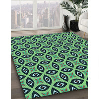 Patterned Green Rug, pat2497lblu