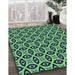 Patterned Green Rug in Family Room, pat2497lblu