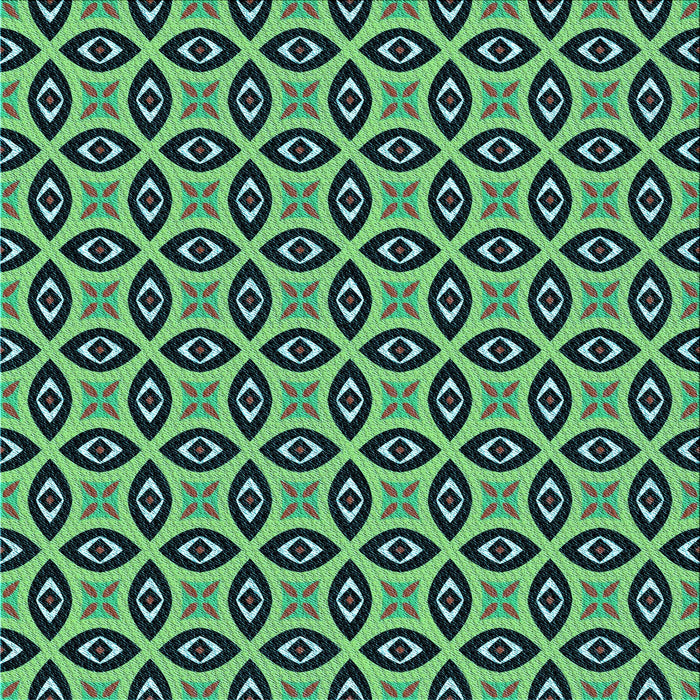 Round Patterned Green Rug, pat2497lblu