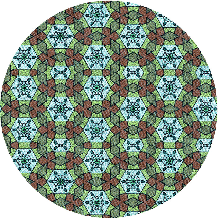 Square Patterned Green Rug, pat2498lblu