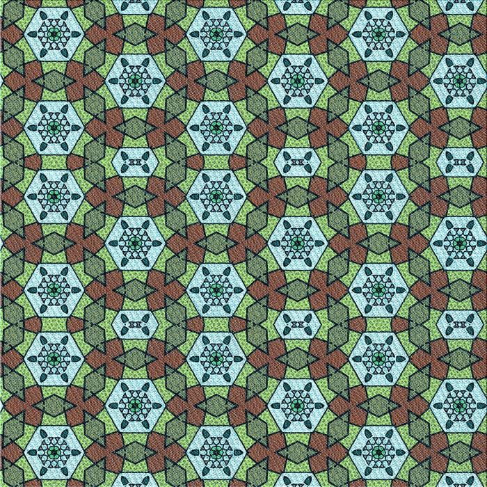 Round Machine Washable Transitional Green Rug, wshpat2498lblu