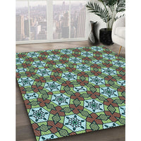 Patterned Green Rug, pat2498lblu