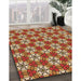 Patterned Yellow Orange Rug in Family Room, pat2498org