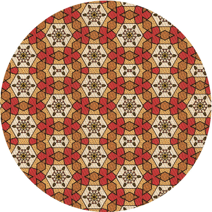 Square Patterned Yellow Orange Rug, pat2498org