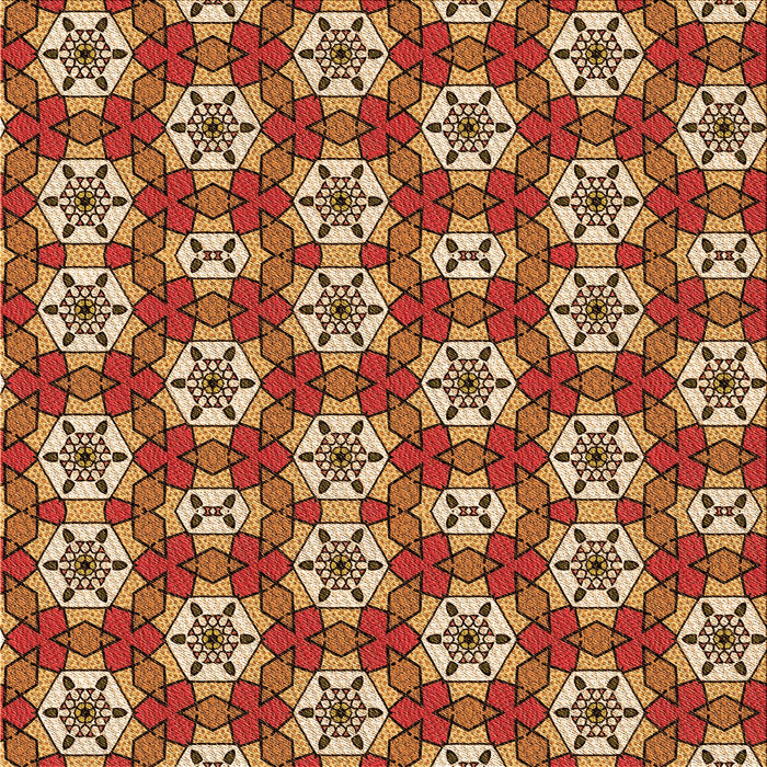 Round Patterned Yellow Orange Rug, pat2498org