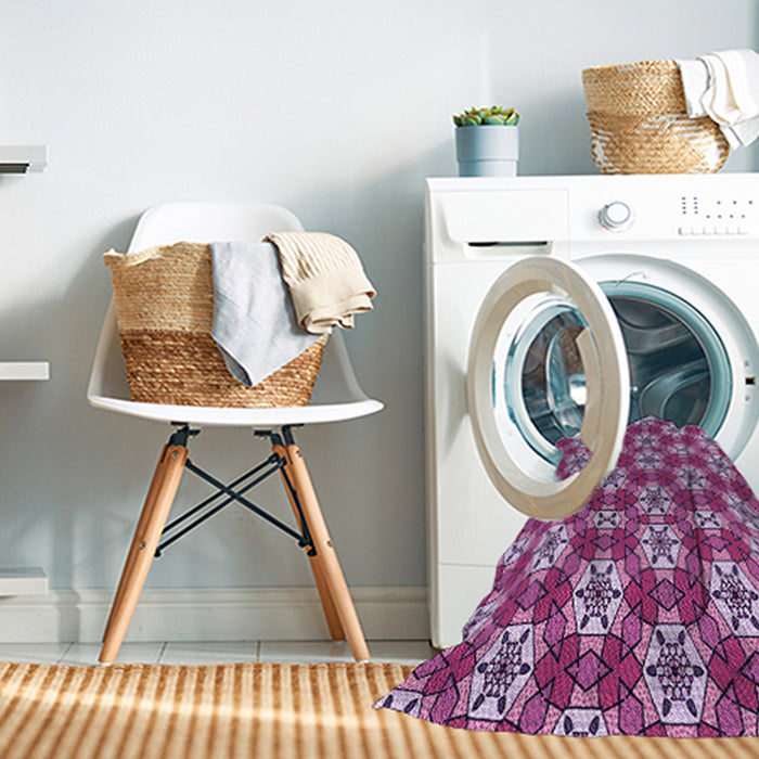 Machine Washable Transitional Dark Magenta Purple Rug in a Washing Machine, wshpat2498pur