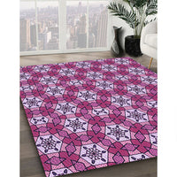 Patterned Dark Magenta Purple Rug, pat2498pur