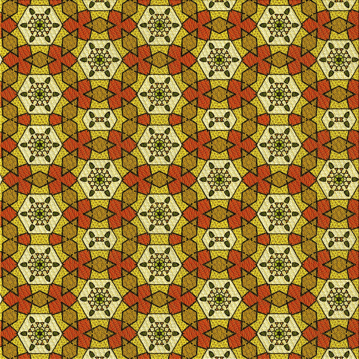 Round Patterned Saffron Red Rug, pat2498yw