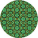 Square Patterned Dark Forest Green Rug, pat2499grn