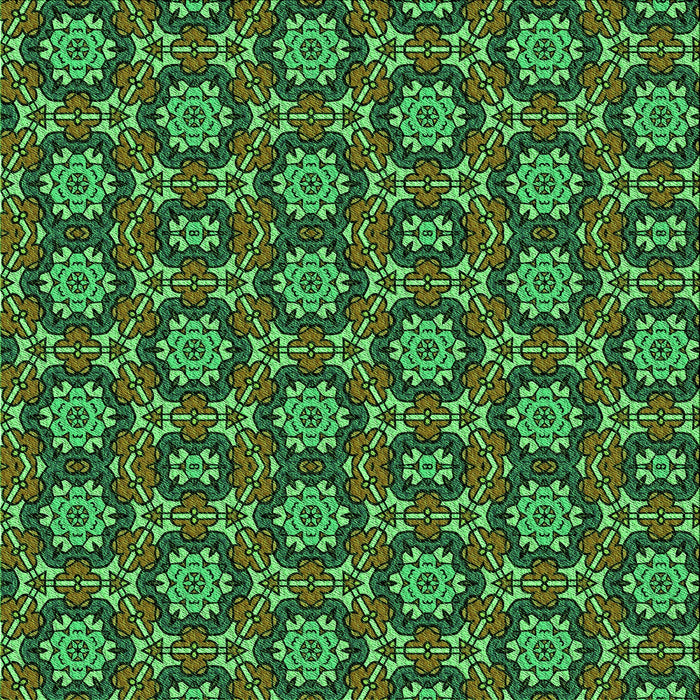 Round Patterned Dark Forest Green Rug, pat2499grn