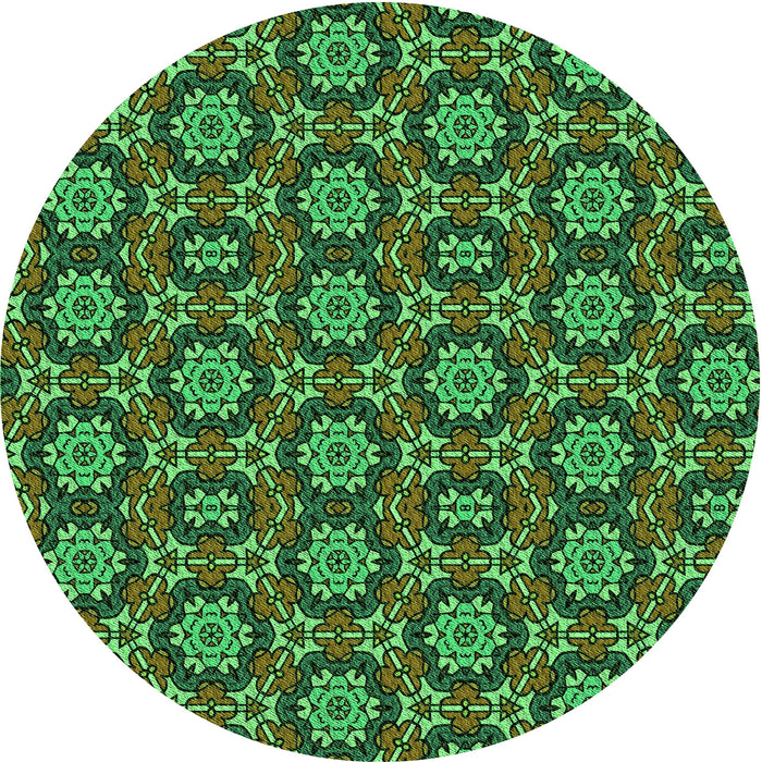 Square Machine Washable Transitional Dark Forest Green Rug in a Living Room, wshpat2499grn