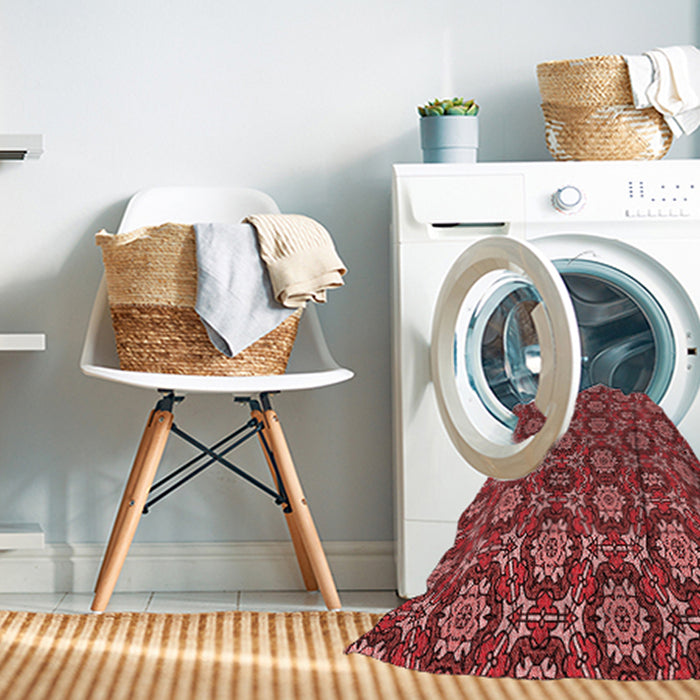 Machine Washable Transitional Cranberry Red Rug in a Washing Machine, wshpat2499rd