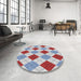 Round Patterned Pale Blue Novelty Rug in a Office, pat249