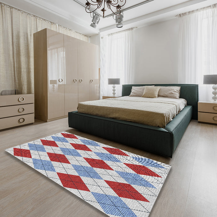 Patterned Pale Blue Novelty Rug in a Bedroom, pat249