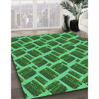 Patterned Deep Emerald Green Rug, pat25grn