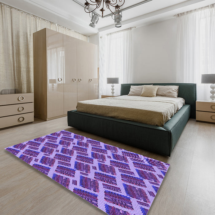 Patterned Bright Purple Rug in a Bedroom, pat25pur