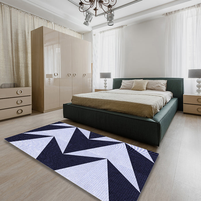 Patterned Night Blue Rug in a Bedroom, pat250blu