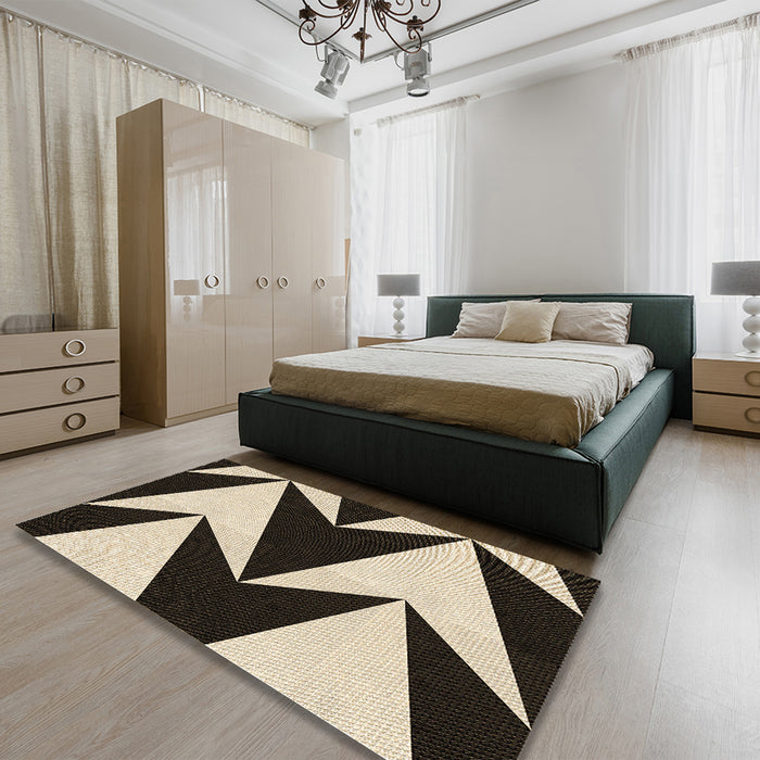 Patterned Midnight Gray Rug in a Bedroom, pat250brn