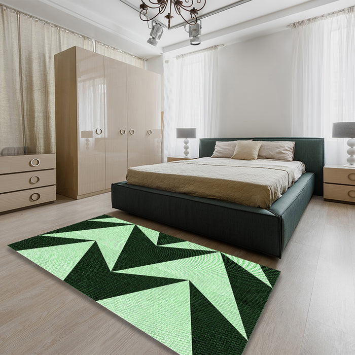 Patterned Light Green Rug in a Bedroom, pat250grn