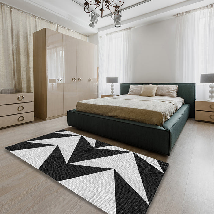 Patterned Midnight Gray Rug in a Bedroom, pat250gry