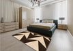 Patterned Black Brown Rug in a Bedroom, pat250org