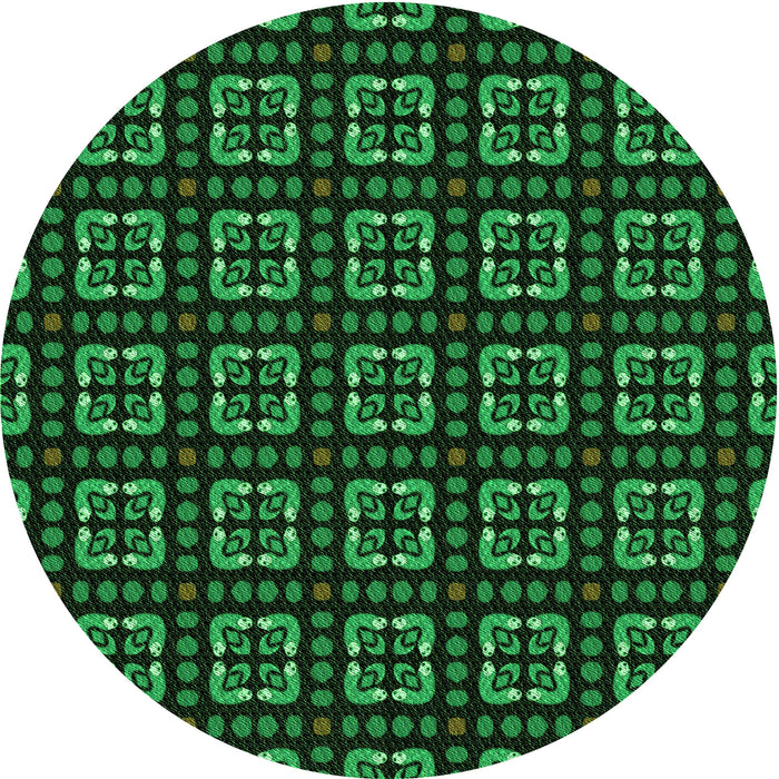 Square Patterned Black Rug, pat2500grn