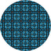 Square Patterned Deep Teal Green Rug, pat2500lblu