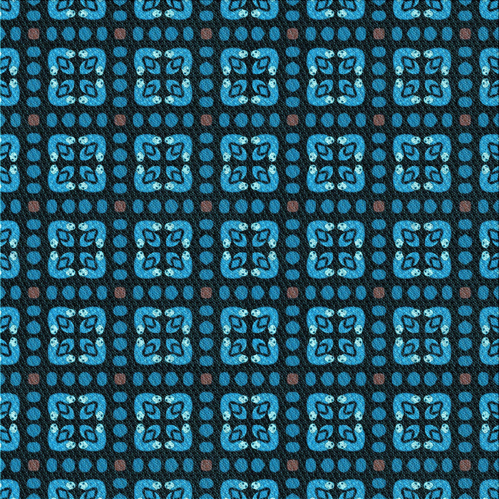 Round Patterned Deep Teal Green Rug, pat2500lblu