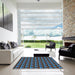 Square Patterned Blue Ivy Blue Rug in a Living Room, pat2501lblu