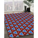 Patterned Slate Blue Grey Novelty Rug in Family Room, pat2501