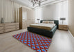 Patterned Slate Blue Grey Novelty Rug in a Bedroom, pat2501