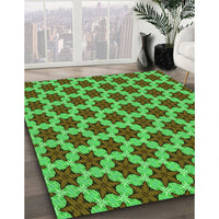 Patterned Neon Green Rug, pat2503grn