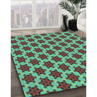 Patterned Lime Mint Green Rug, pat2503lblu