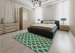 Patterned Lime Mint Green Rug in a Bedroom, pat2503lblu