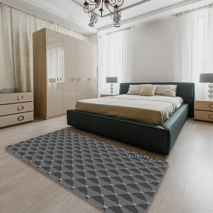Round Machine Washable Transitional Silver Gray Rug in a Office, wshpat2504gry