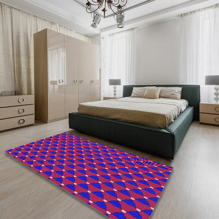 Round Machine Washable Transitional Medium Violet Red Pink Rug in a Office, wshpat2504pur