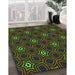 Patterned Fern Green Rug in Family Room, pat2505grn