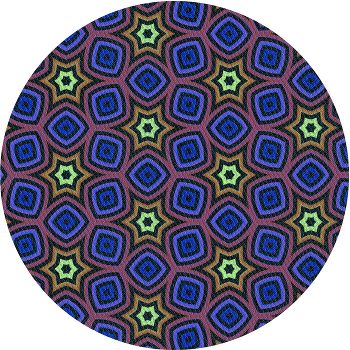 Square Patterned Dark Purple Rug, pat2505lblu