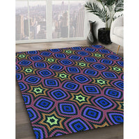 Patterned Dark Purple Rug, pat2505lblu