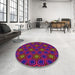 Round Machine Washable Transitional Purple Rug in a Office, wshpat2505