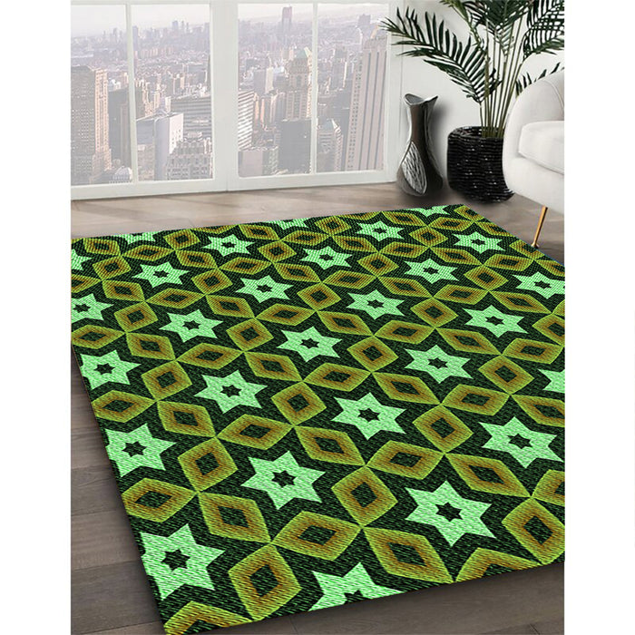 Machine Washable Transitional Dark Forest Green Rug in a Family Room, wshpat2506grn