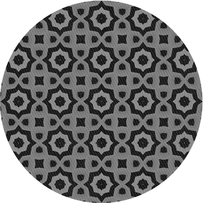 Square Patterned Charcoal Black Rug, pat2507gry