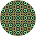 Square Patterned Yellow Green Rug, pat2507lblu