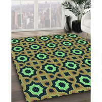 Patterned Yellow Green Rug, pat2507lblu