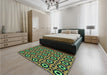 Patterned Yellow Green Rug in a Bedroom, pat2507lblu