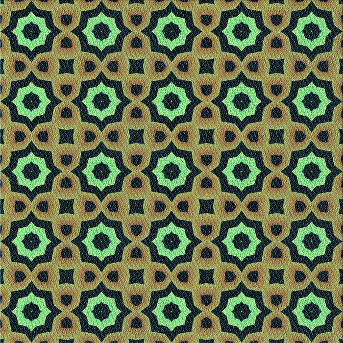 Round Patterned Yellow Green Rug, pat2507lblu