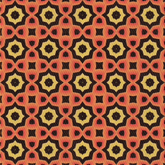 Round Patterned Orange Rug, pat2507org