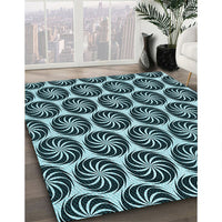 Patterned Deep Teal Green Rug, pat2508lblu