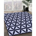 Patterned Night Blue Rug in Family Room, pat2509blu